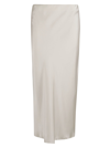 Brunello Cucinelli Long Skirt With Elasticized Waistband And Side Slits In Off White