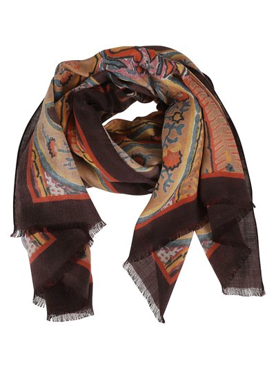 Etro Printed Fringed Scarf In Red