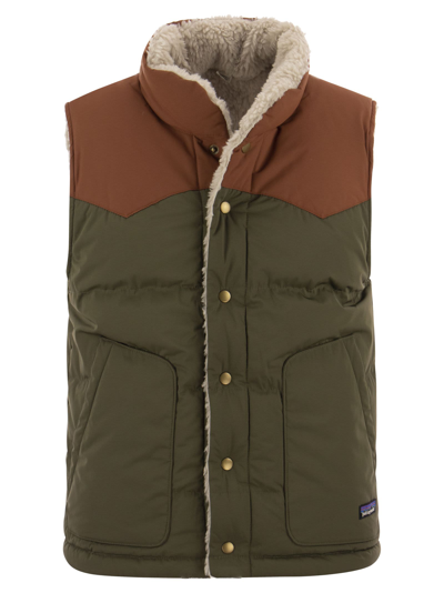 Patagonia Tidepool - Soft Polyester Waistcoat In Green/sienna