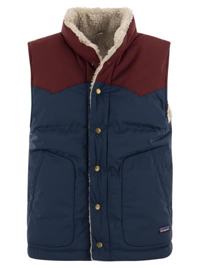 Patagonia Tidepool - Soft Polyester Waistcoat In Blue/bordeaux