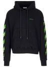 Off-white Arrows-print Zip-up Cotton Hoodie In Black