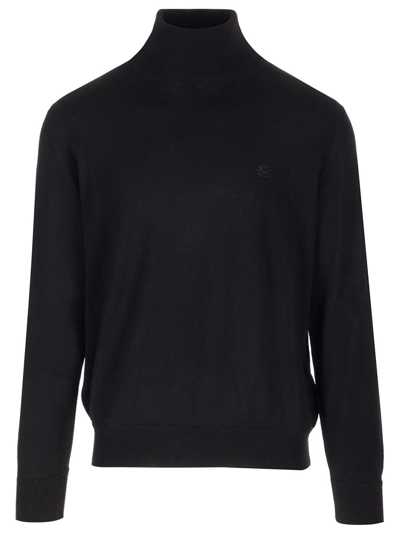 Etro Roma Wool Turtleneck Jumper In Black