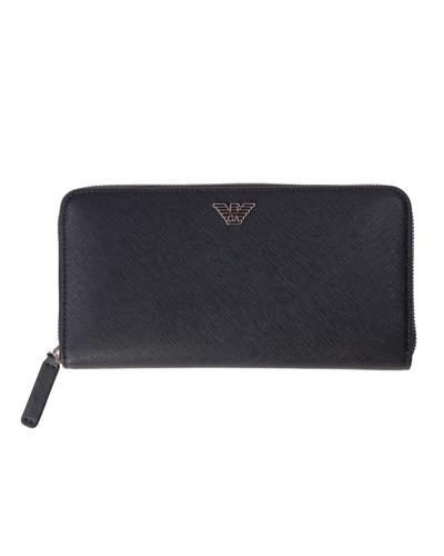 Emporio Armani Zip Around Wallet In Black