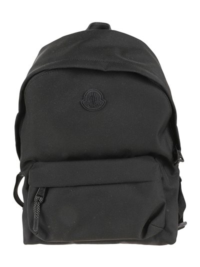 Moncler Pierrick Nylon Backpack Large Front Pocket In Black