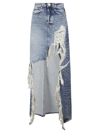 Vetements Distressed-effect Denim Maxi Skirt In Lightblue