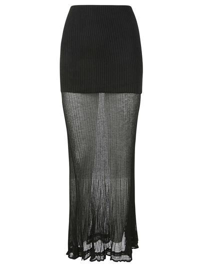 Quira Frilled Long Skirt In Black