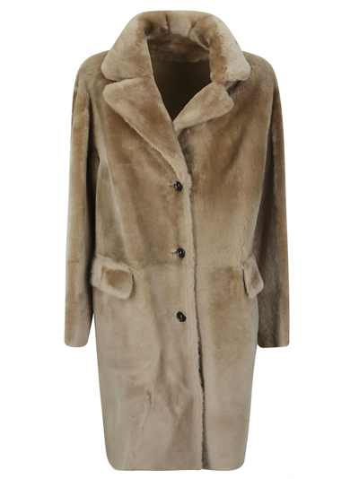 Desa 1972 Reversible Shearling Coat In Neutrals