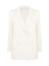 Blazé Milano Double-breasted Silk Blazer In Cream