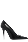 Saint Laurent Pointed-toe Polished-finish Pumps In White