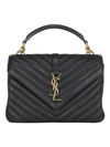 Saint Laurent College Quilted Medium Shoulder Bag In Black