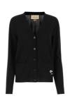 Gucci Black Stretch Wool Blend Cardigan In White