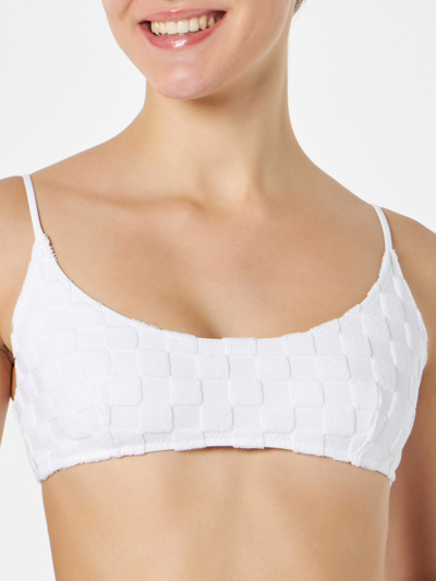 Mc2 Saint Barth Woman White Check Terry Bralette Swimsuit