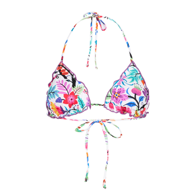 Mc2 Saint Barth Woman Triangle Top With Flower Print In White