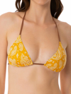 Mc2 Saint Barth Woman Triangle Top Swimsuit With Paisley Print In Yellow