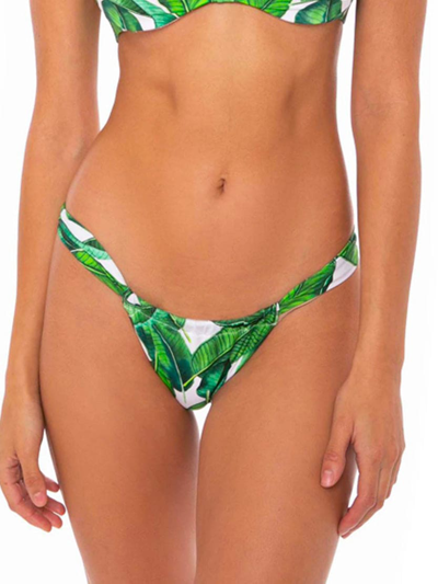 Mc2 Saint Barth Woman Swim Briefs With Tropical Print In Green