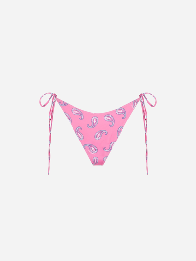 Mc2 Saint Barth Woman Cheeky Swim Briefs With Paisley Print In Pink