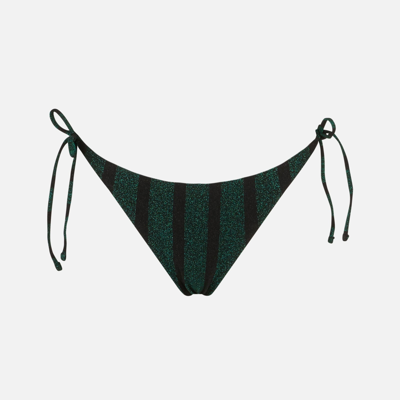 Mc2 Saint Barth Woman Swim Briefs With Lurex Striped Print In Black