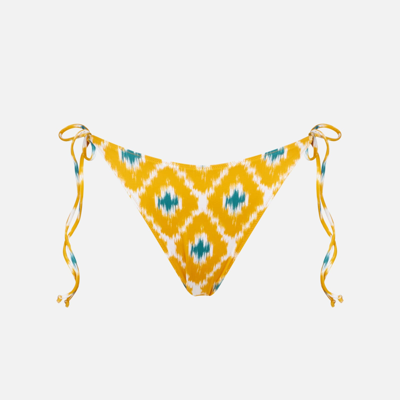 Mc2 Saint Barth Woman Swim Briefs With Ikat Print In Yellow