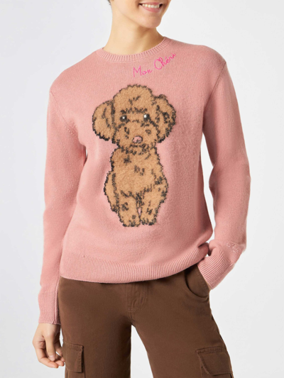 Mc2 Saint Barth Woman Sweater With Dog Print In Pink