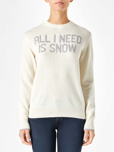 Mc2 Saint Barth Woman Sweater With All I Need Is Snow Lettering