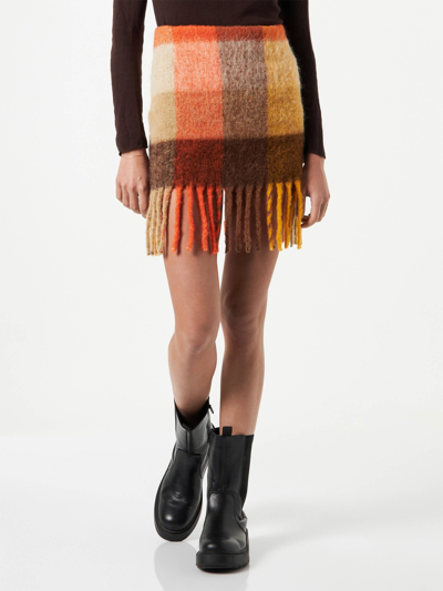 Mc2 Saint Barth Woman Skirt With Fringes In Brown