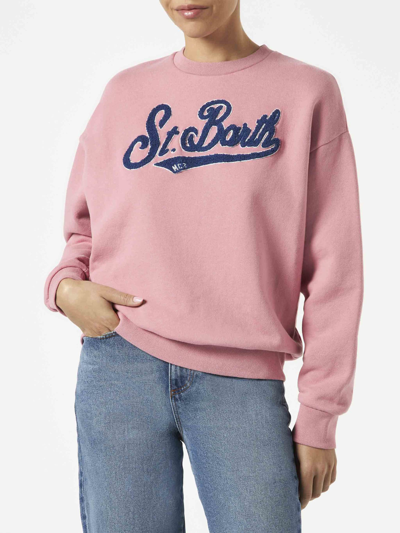 Mc2 Saint Barth Woman Pink Fleece Sweatshirt With Terry Logo