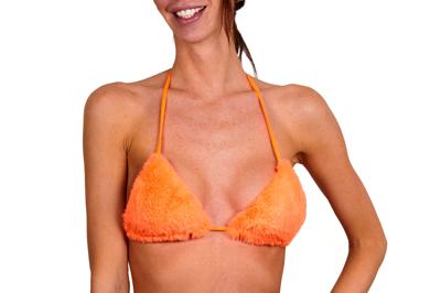 Mc2 Saint Barth Woman Orange Fluo Furry Triangle Top Swimsuit