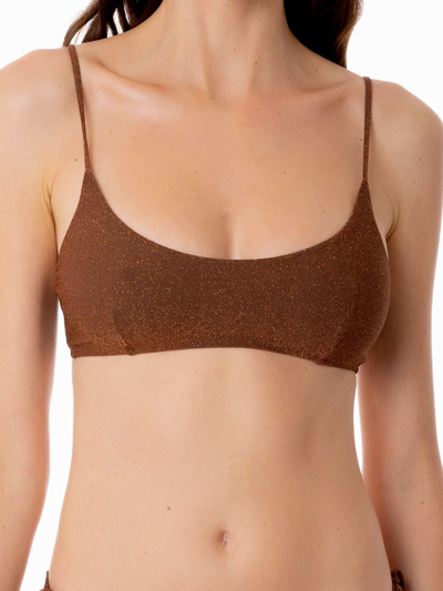 MC2 SAINT BARTH WOMAN LUREX BROWN BRALETTE TOP