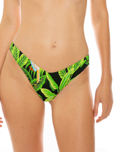 Mc2 Saint Barth Woman Cheeky Swim Briefs With Tropical Print In Black