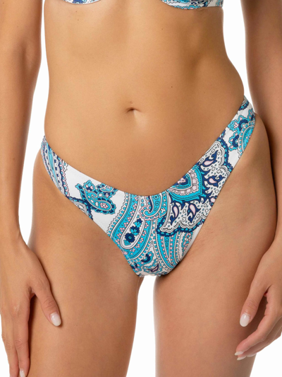 Mc2 Saint Barth Woman Cheeky Swim Briefs With Paisley Print In Blue