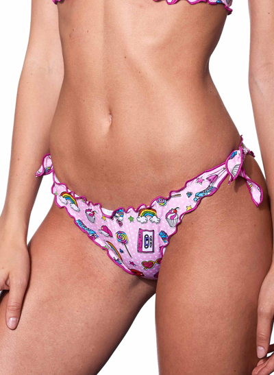 Mc2 Saint Barth Woman Cheeky Swim Briefs With Multicolor Pattern In Pink