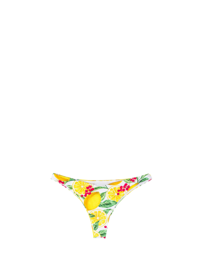 Mc2 Saint Barth Woman Cheeky Swim Briefs With Lemon Print In White