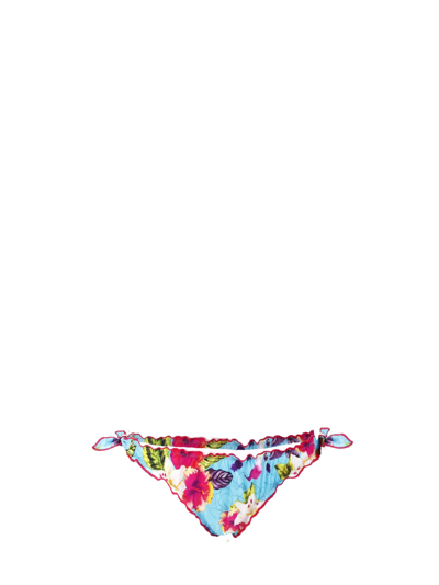 Mc2 Saint Barth Woman Cheeky Swim Briefs With Ibiscus Pattern In Blue