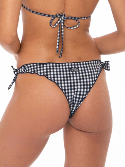 Mc2 Saint Barth Woman Cheeky Swim Briefs With Gingham Print In Blue