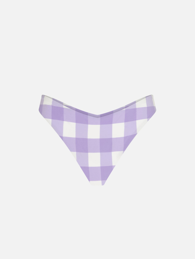 Mc2 Saint Barth Woman Cheeky Swim Briefs With Gingham Print In Purple