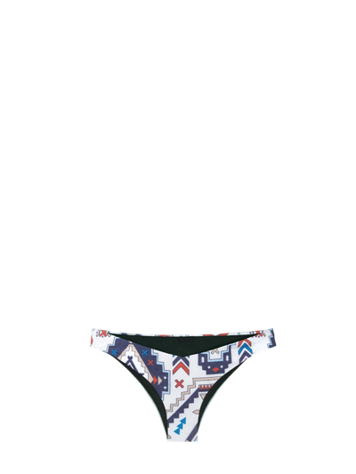 Mc2 Saint Barth Woman Cheeky Swim Briefs With Aztec Print In Blue