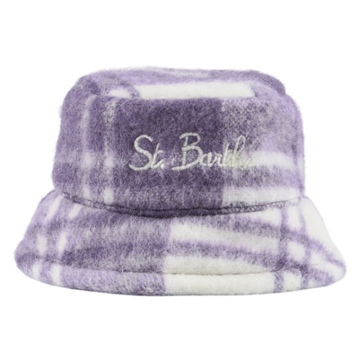 Mc2 Saint Barth Woman Bucket Hat With Tartan Print In Pink