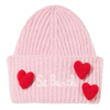 MC2 SAINT BARTH WOMAN BRUSHED AND ULTRA SOFT BEANIE WITH HEARTS APPLIQUÉS