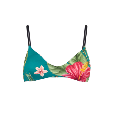 Mc2 Saint Barth Woman Bralette Top With Ibiscus Print In Green