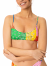 Mc2 Saint Barth Woman Bralette Swimsuit With Multicolor Bandanna Print In Multicolor