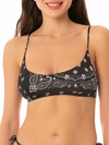 Mc2 Saint Barth Woman Bralette Swimsuit With Black Bandanna Print In Black