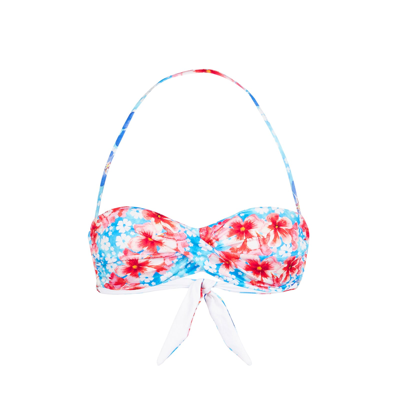 Mc2 Saint Barth Woman Bandeau Top With Flower Print In Blue