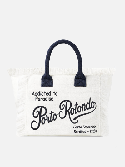 Mc2 Saint Barth Vanity Terry Shoulder Bag With Porto Rotondo Embroidery In White