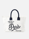 Shop Mc2 Saint Barth Vanity Terry Shoulder Bag With Paris Embroidery In White