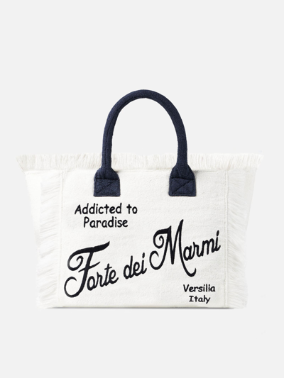 Mc2 Saint Barth Vanity Terry Shoulder Bag With Forte Dei Marmi Embroidery In White