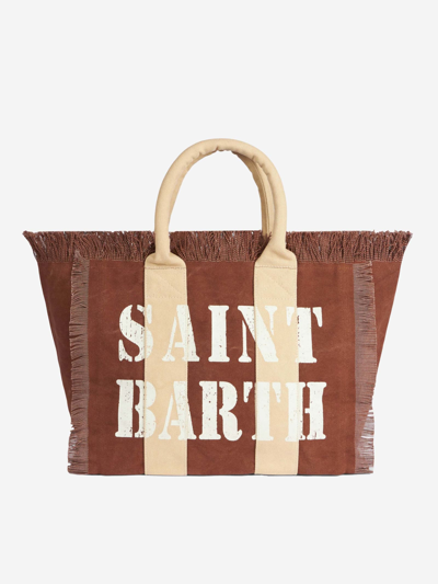 Mc2 Saint Barth Vanity Canvas Shoulder Bag With Logo Print