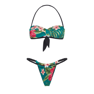 Mc2 Saint Barth Tropical Print Cheecky Swim Briefs In Green