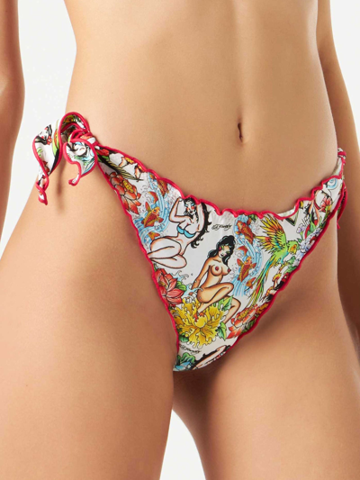 Mc2 Saint Barth Tattoo Print Swim Briefs In White