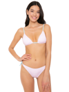 Mc2 Saint Barth Striped Woman Swim Briefs With Lost In St. Barth Embroidery In Pink