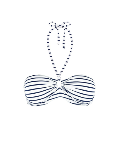 Mc2 Saint Barth Striped Print Bandeau Top In Blue